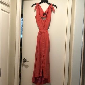 Reformation coral linen dresss